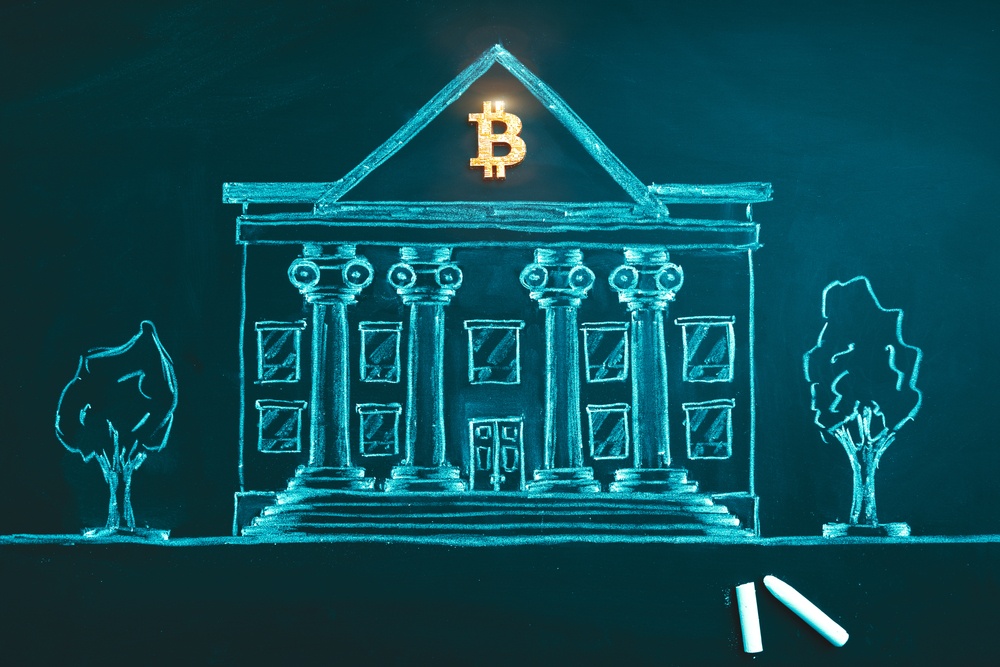 ways to buy bitcoin. blue chalk sketch of bank where you can buy bitcoin 