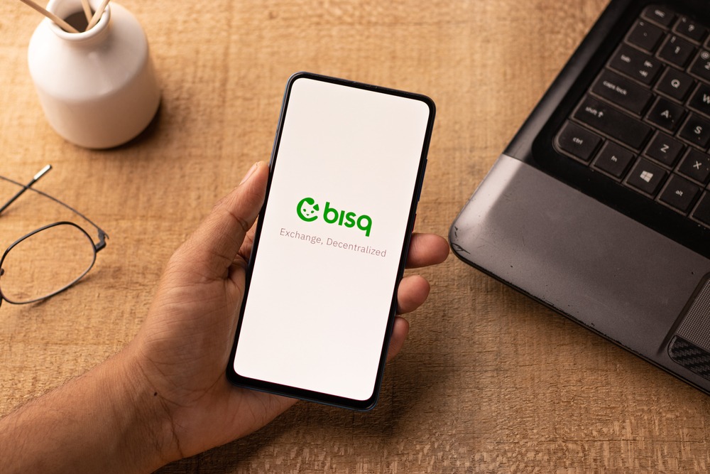 mobile phone with bisq logo 