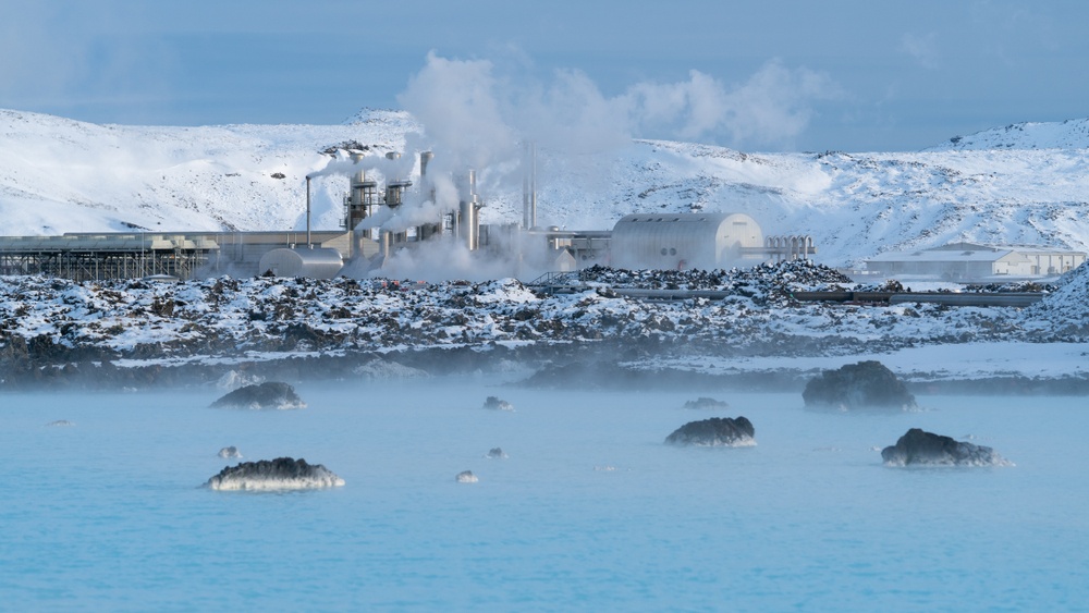 geothermal power plant of Grindavik during wintertime, Iceland 