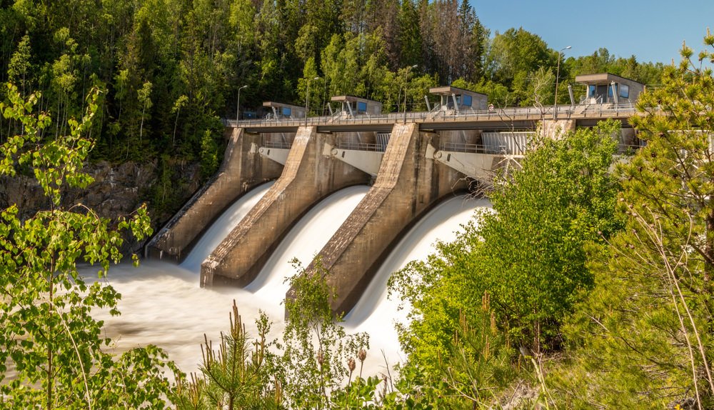 hydroelectric dam area in forest 