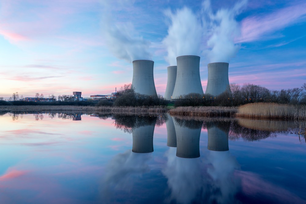 nuclear reactors during sunset 