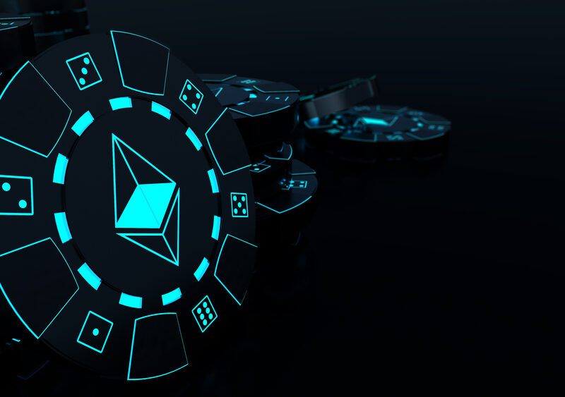 gowing blue ethereum chip at digital gambling casino