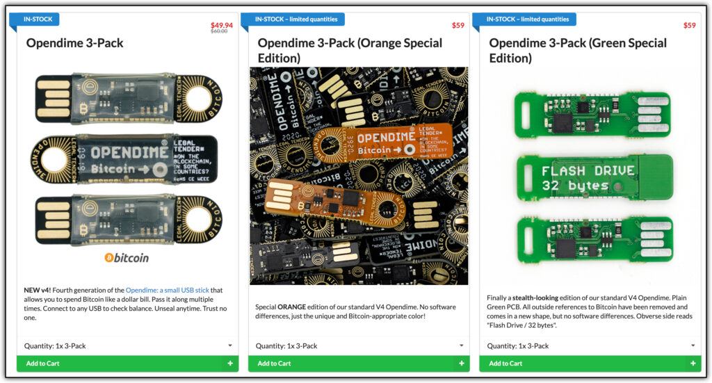 Three listings for opendime drives  