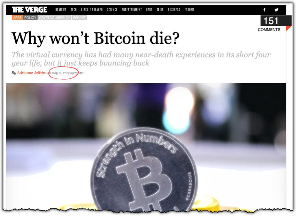 the verge headline why won 't bitcoin die