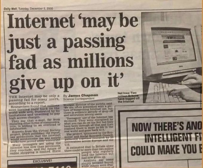 Is The Internet A Passing Trend Newspaper Headline from 2000 