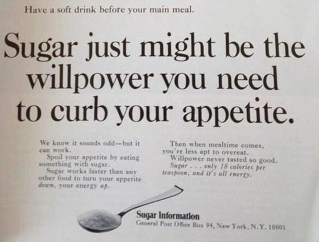 Magazine headline claiming that sugar can help you curb your appetite and lose weight 