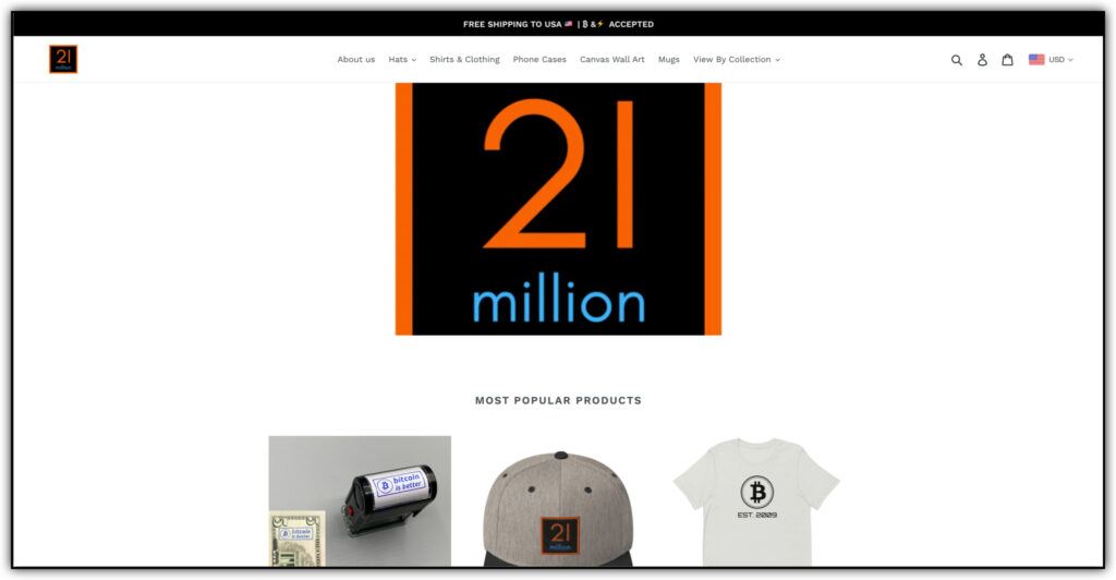 21 Million Online Shop Storefront 