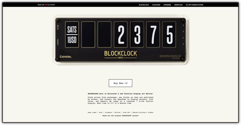 Blockclock mini shown on its website 