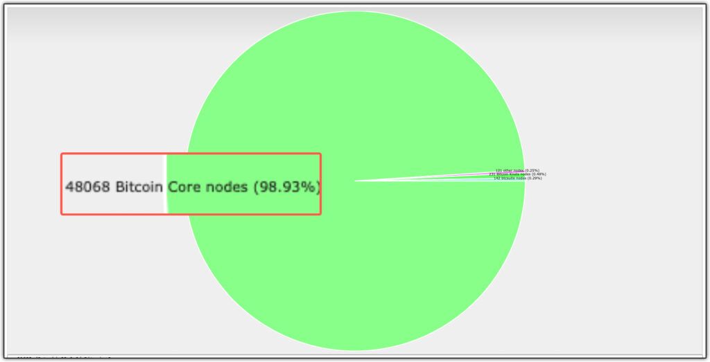 reachable bitcoin nodes circle graph almost 50,000 nodes online 