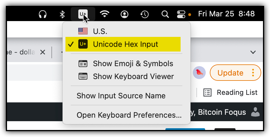 unicode keyboard toggle on macos 