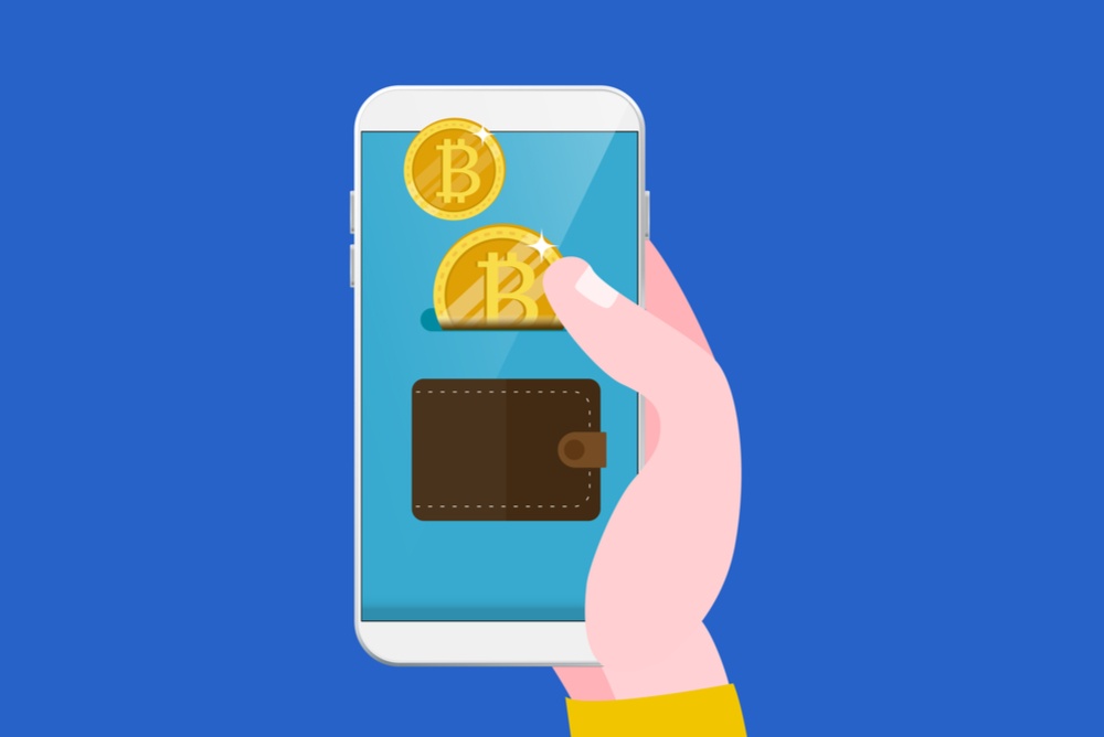 A digital Bitcoin wallet on someone 's smartphone