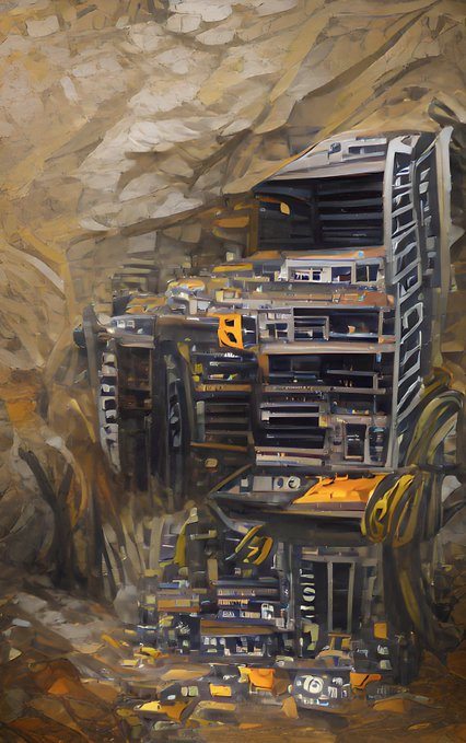 buy bitcoin art.   "Bitcoin Miner" in the style of Norman Rockwell AI Generated Art