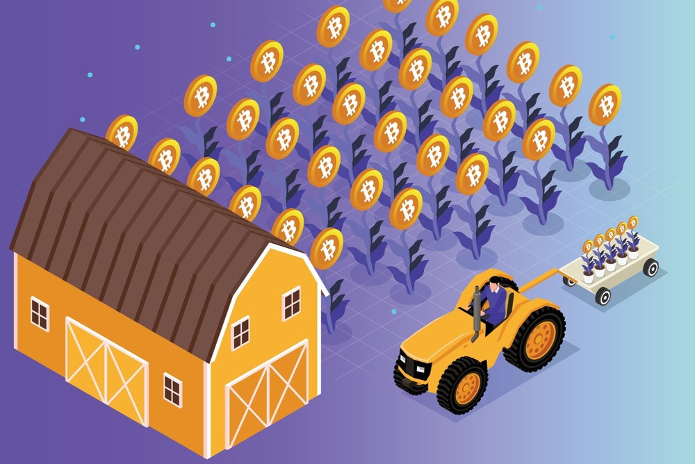 farmer generating bitcoin wealth concept 