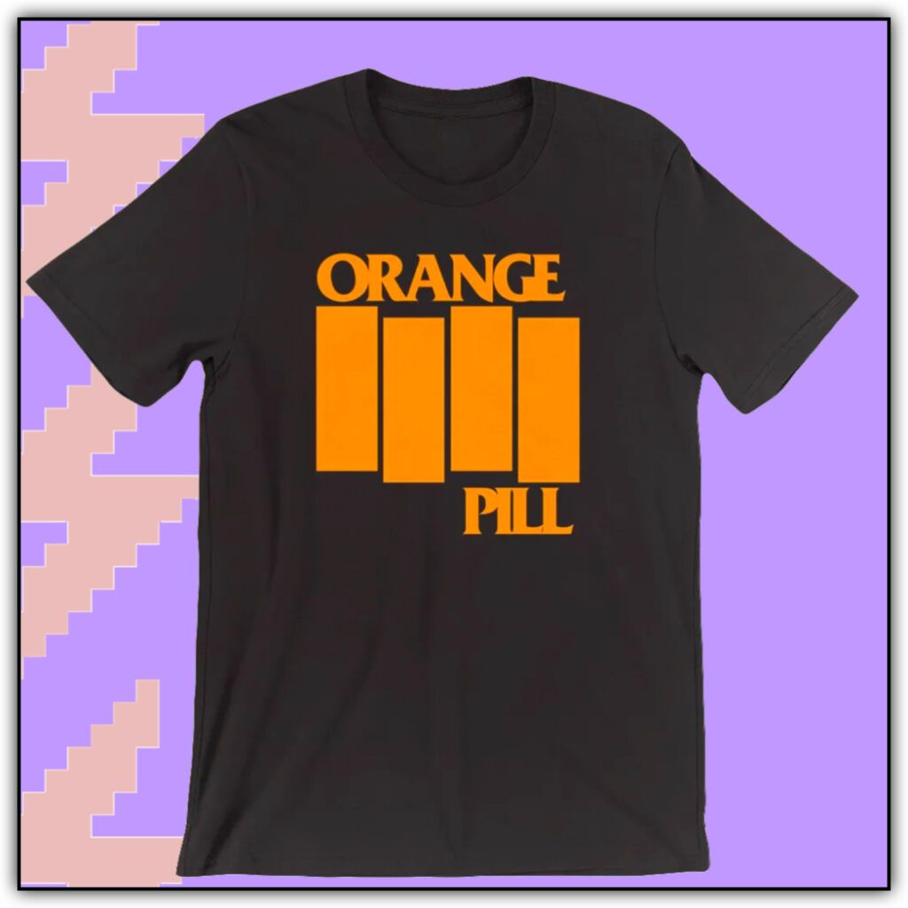 orange pill black flag design style 