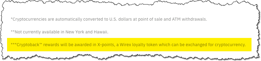 Wirex loyalty token fine print 