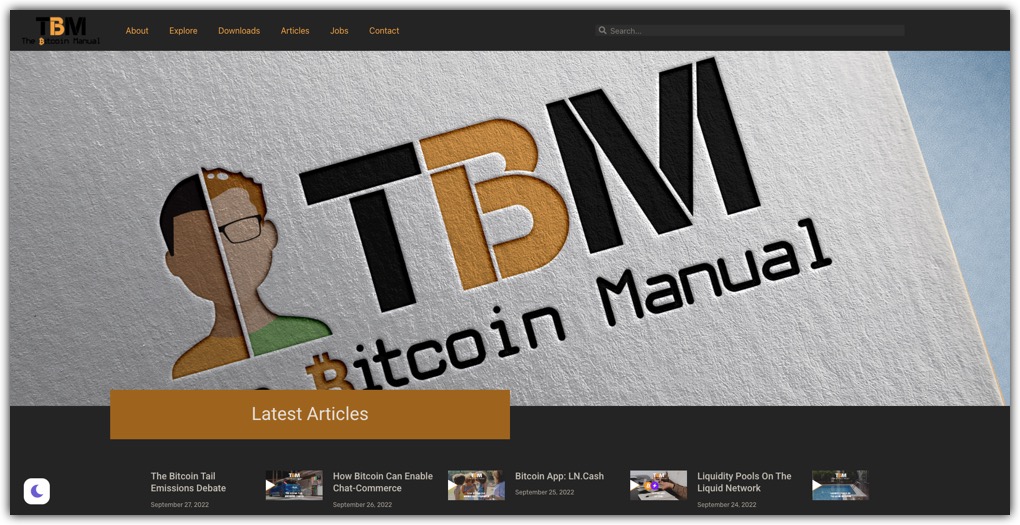 Screenshot of The Bitcoin Manual website 