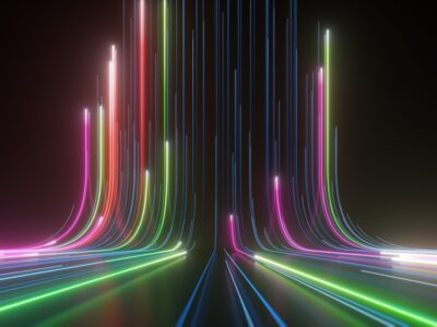 technology concept. colorful neon lines moving in an upward direction. number go up technology 