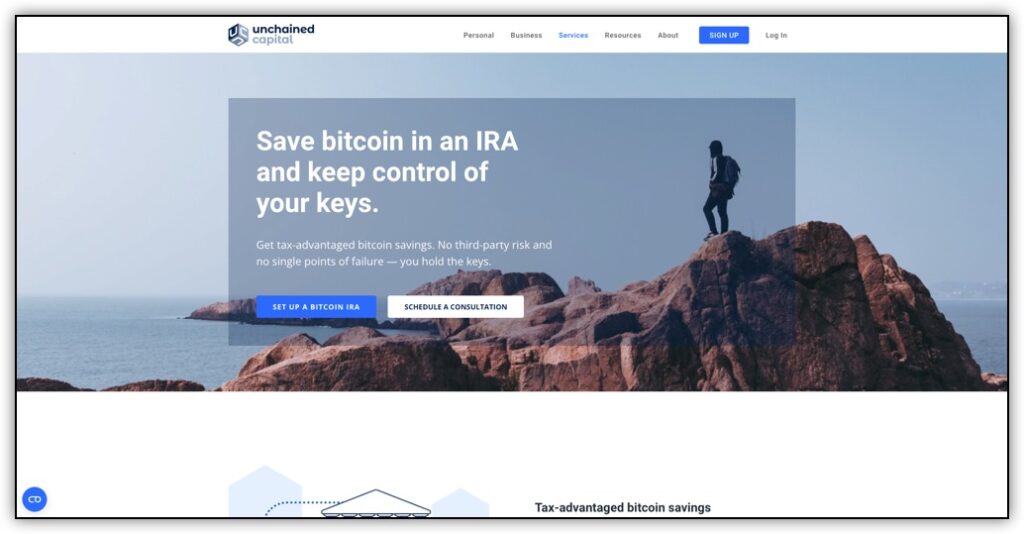 unchained capital bitcoin ira screenshot 