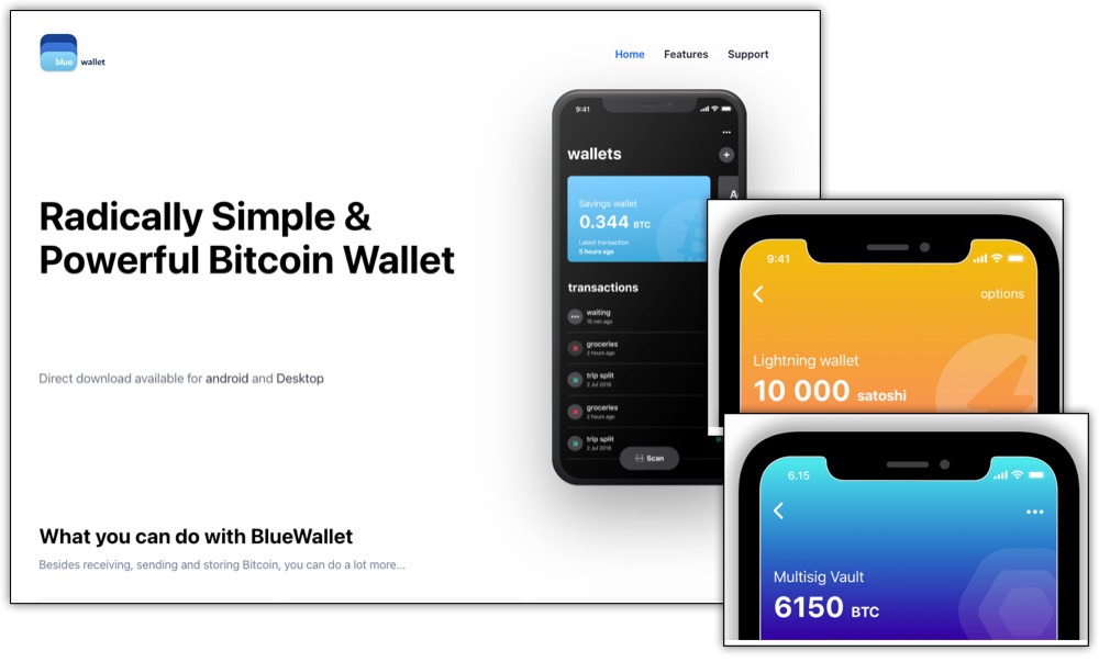 blue wallet for on chain or lightning bitcoin. blue wallet mobile bitcoin wallet. 