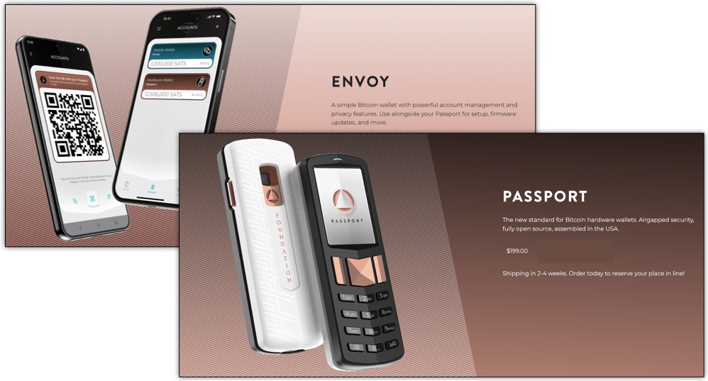 passport bitcoin hardware wallet and envoy bitcoin software wallet from foundation devices 