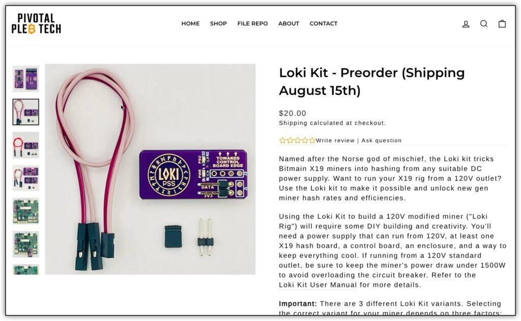 loki kit from pivotal pleb tech 