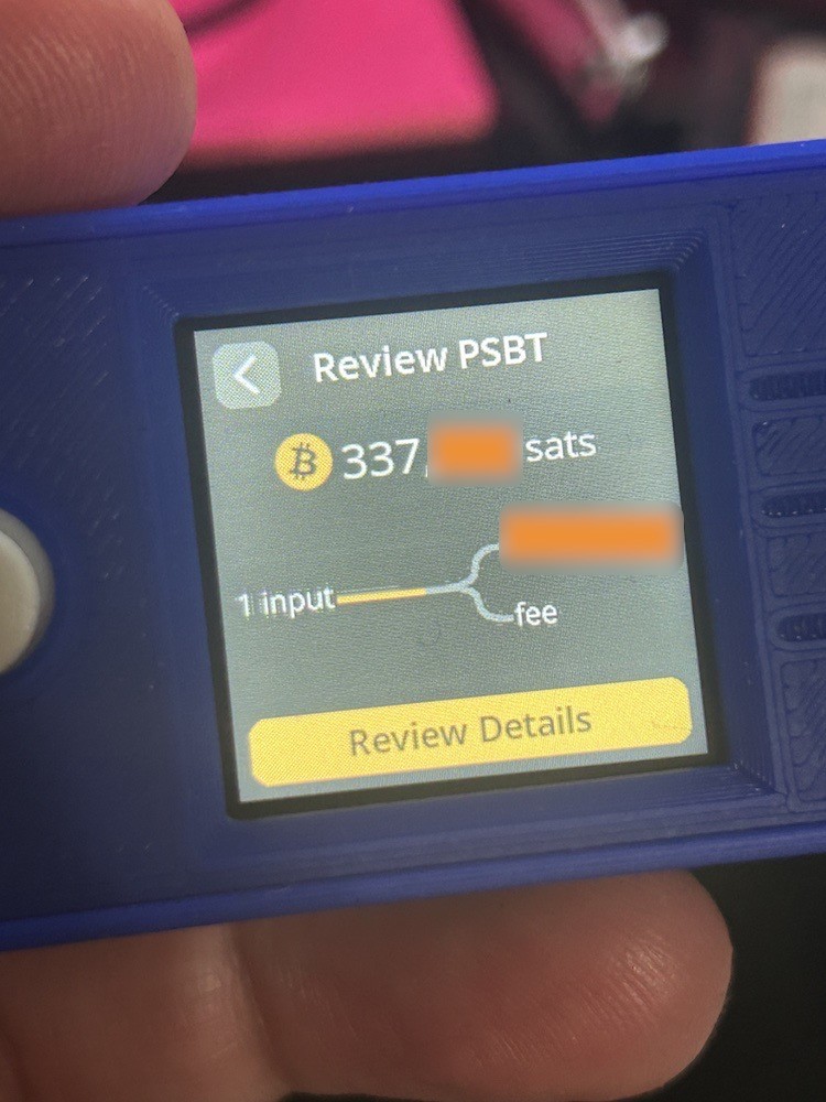 seedsigner review psbt screen 