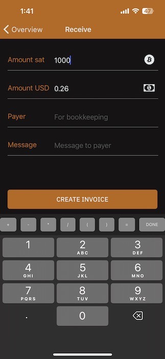 blixt lightning wallet create invoice 