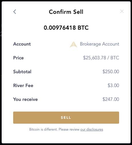 confirm sell bitcoin on river 