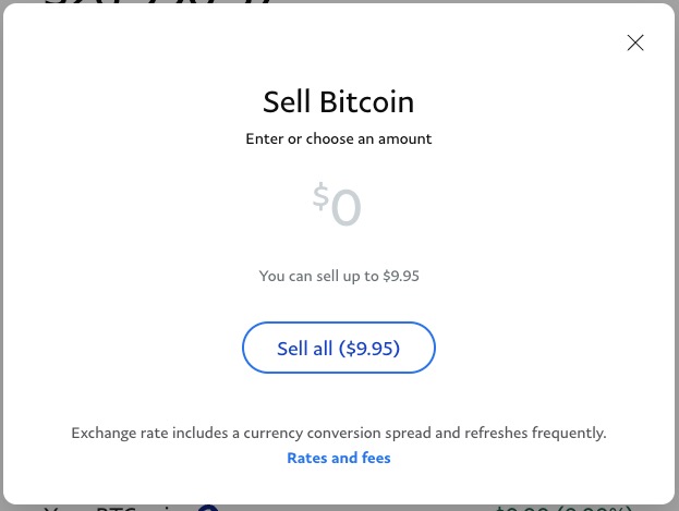 how much bitcoin to sell on paypal 