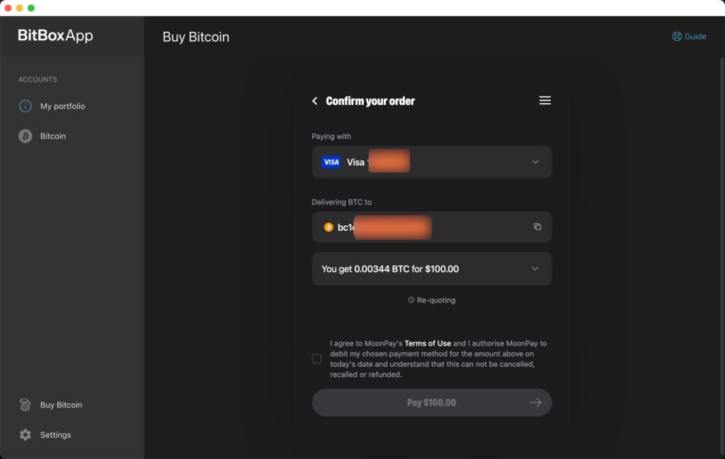 moonpay bitbox select payment method 