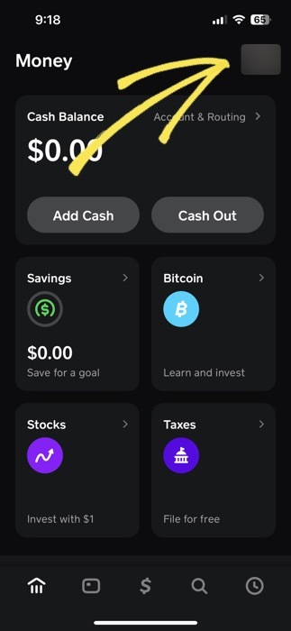 navigate to profile settings in cash app 
