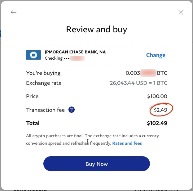 paypal buy bitcoin fee 