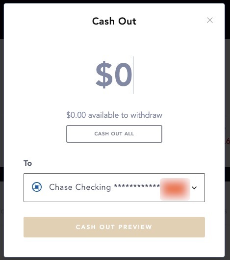 river cash out to checking account 