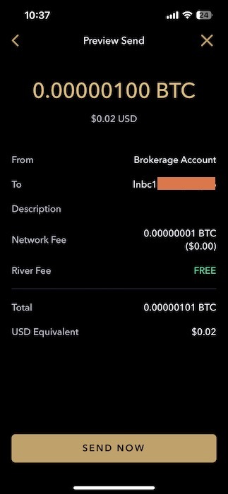 river send lightning payment 100 sats 1 sat fee 