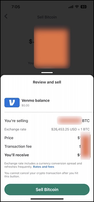 sell price and final fees venmo bitcoin 