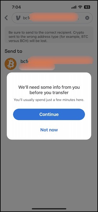 send bitcoin to external address venmo 