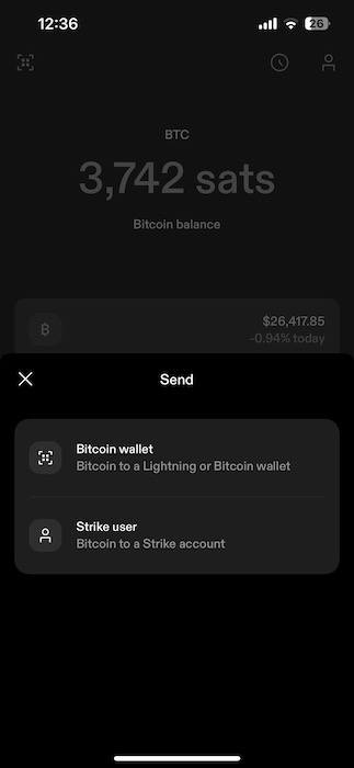 strike send sats to bitcoin or lightning wallet 