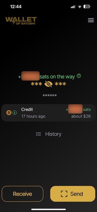 wallet of satoshi receive on chain bitcoin 