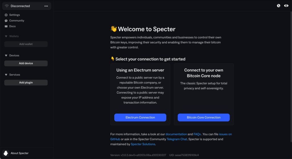 welcome to specter wallet software 