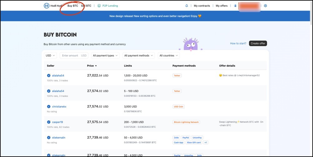 buy bitcoin offers on hodl hodl 