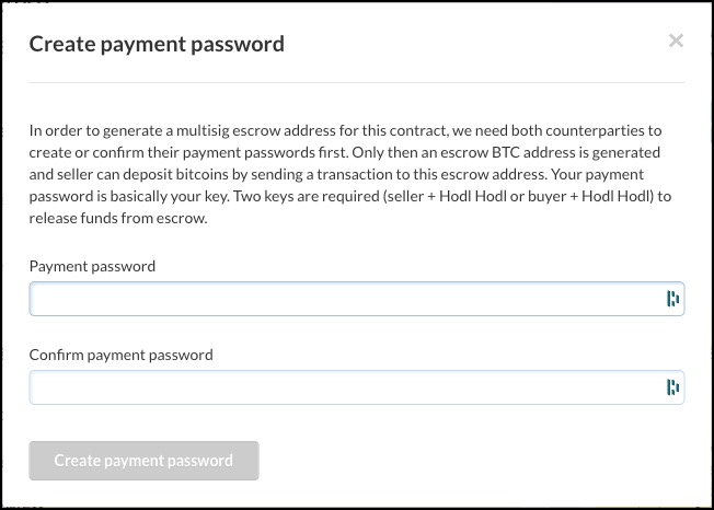 create or confirm payment password hodl hodl 