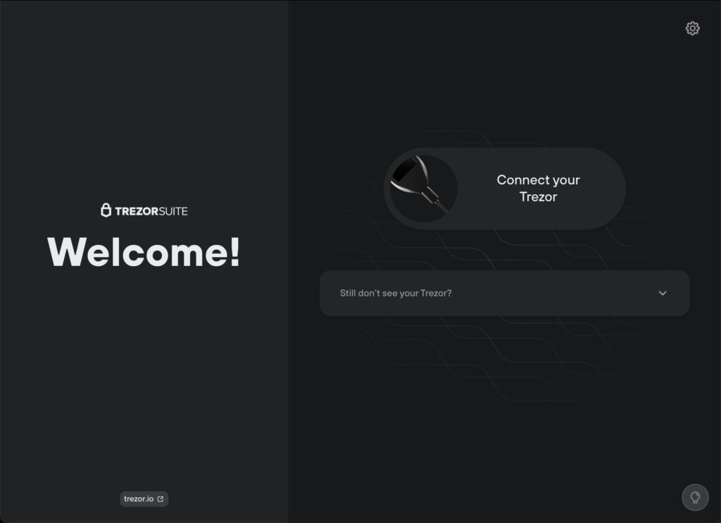 welcome screen for trezor suite 