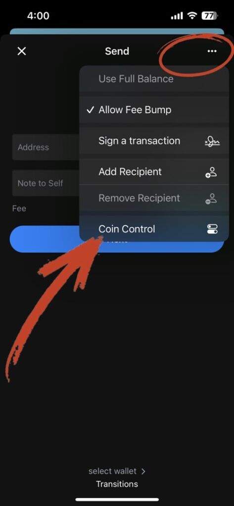 coin control in blue wallet 